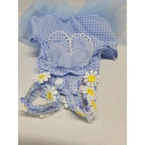 Pet Circle‎ Blue Gingham Dog Dress Daisy Floral Tutu Bunny Ears Small